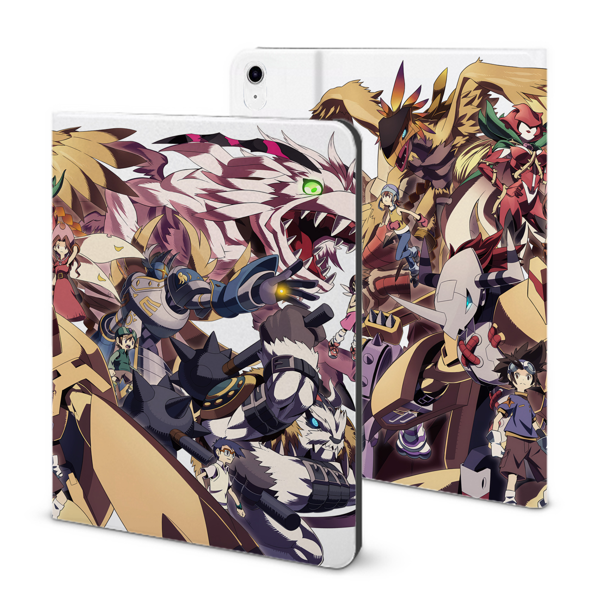 （画像用） Digimon デジタルモンスター/デジモン IPad ケース ブック型 PUレザー TPU 耐衝撃 軽量 薄型 ペン収納なし 全面保護 IPad 各モデル対応